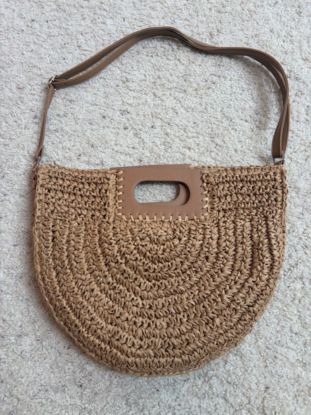 Target Woven Half-Moon Shoulder Bag in Tan